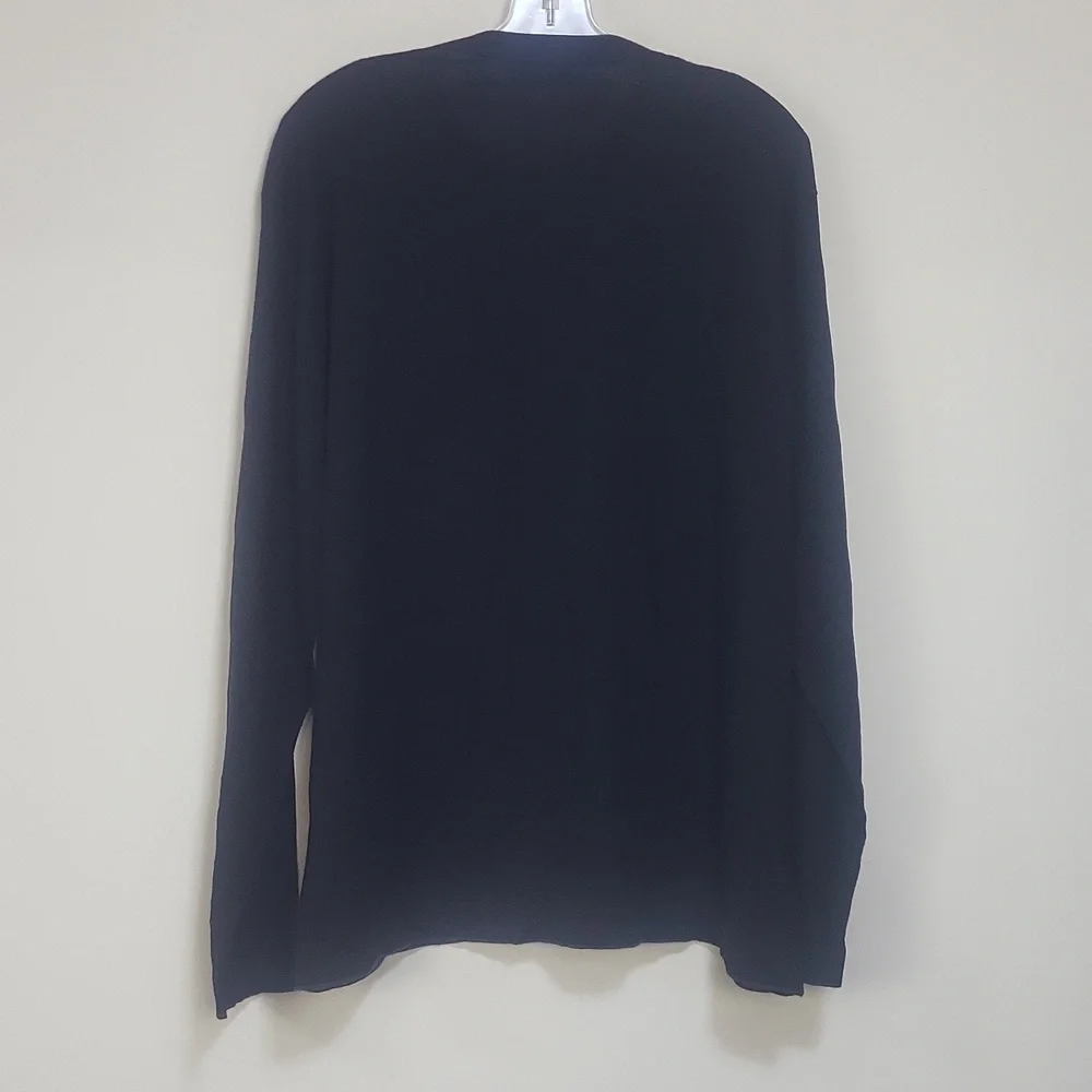 GUY LAROCHE Black Gray Orange Brown Wool Tencel Crewneck Lightweight Sweater